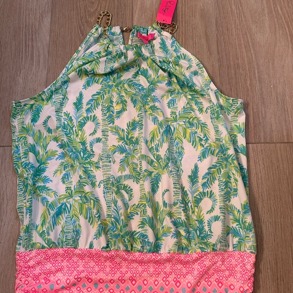 Lilly Pulitzer Tops - Lilly Pulitzer tank with gold neck collar size large